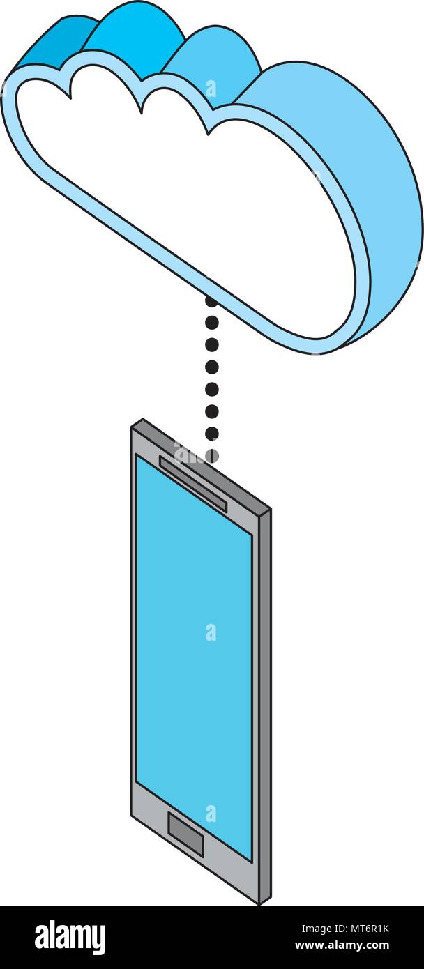 smart phone connected cloud storage data isometric image vector ...