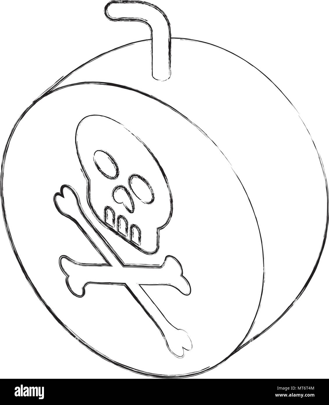 comic bomb skull bones isometric vector illustration sketch Stock Vector