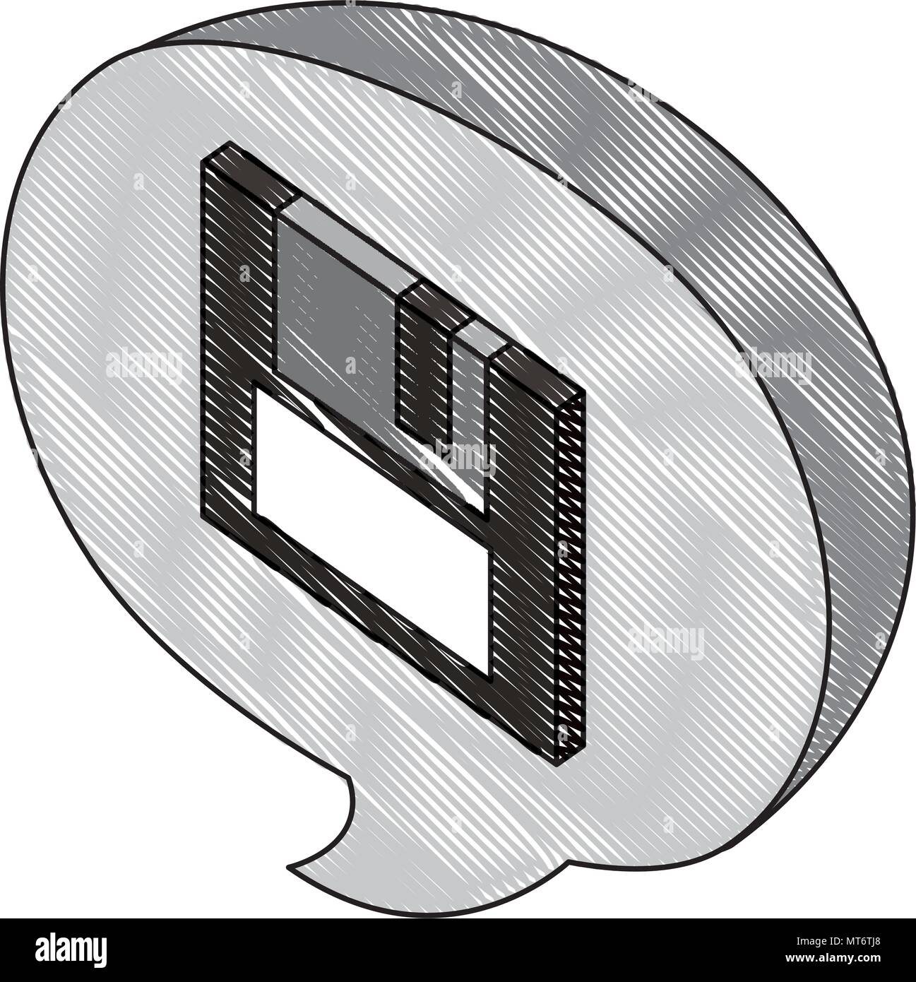 speech bubble with floppy isometric icon vector illustration design ...