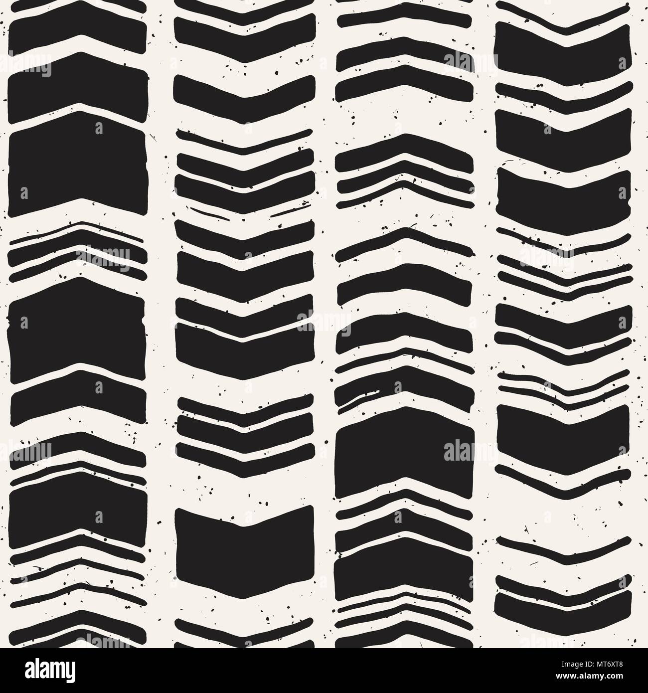 Vector seamless freehand pattern. Doodle monochrome print with hand ...