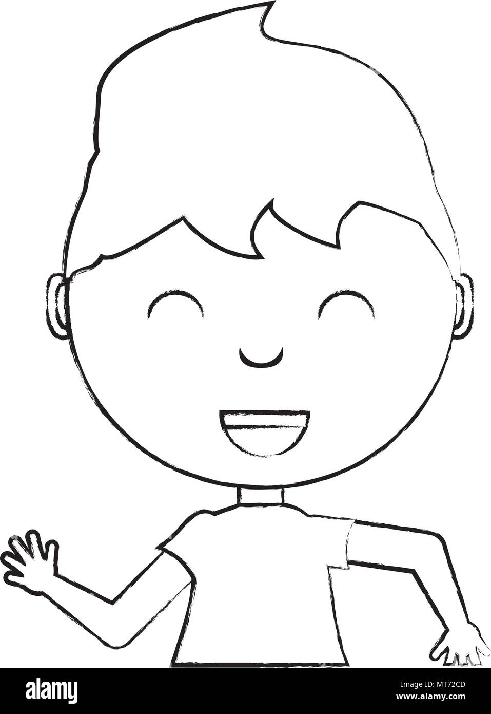 Sketch Of Cute Boy Smiling Over White Background Vector