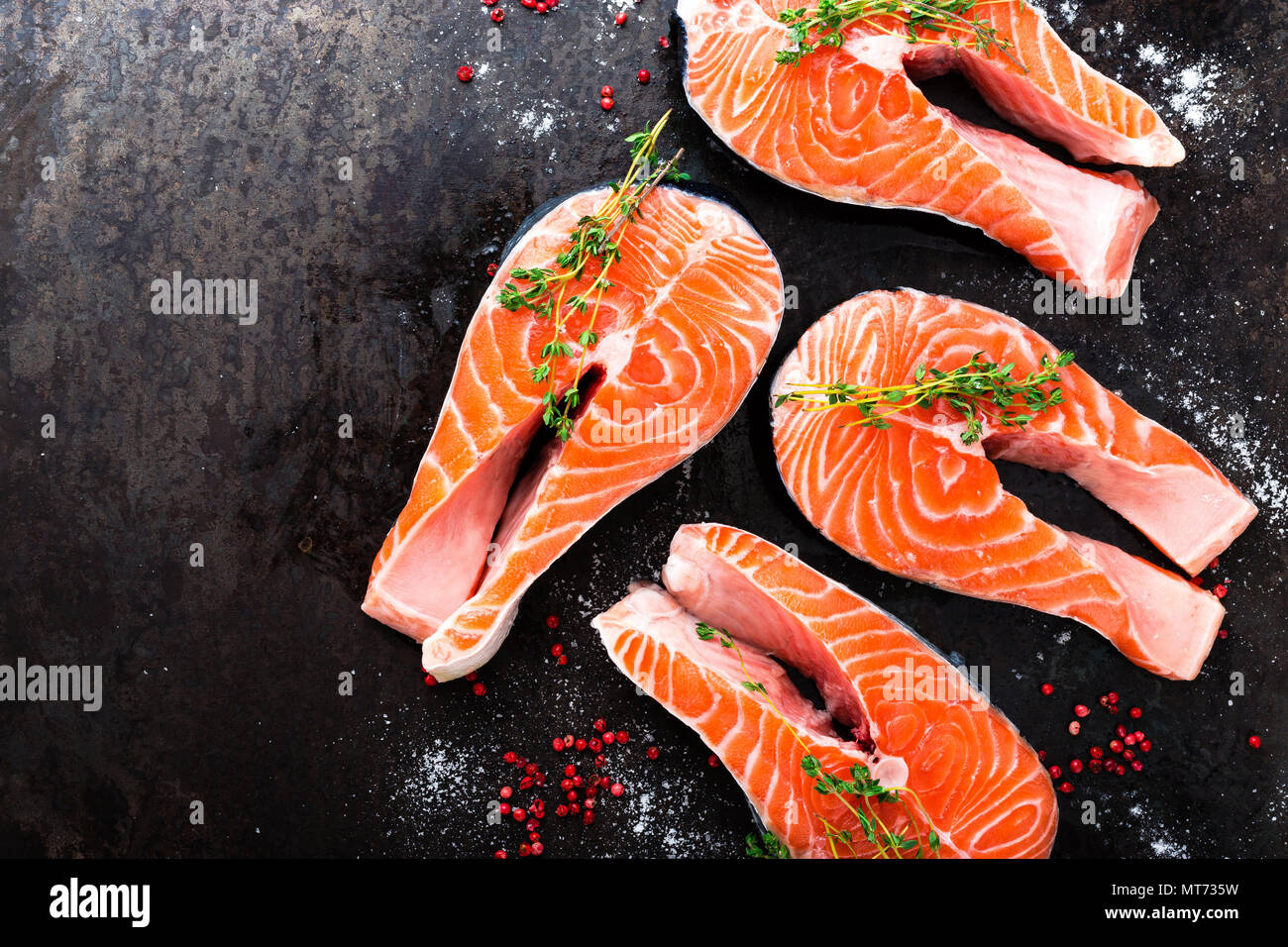 Salmon. Fresh salmon fish. Raw salmon fish steaks Stock Photo - Alamy