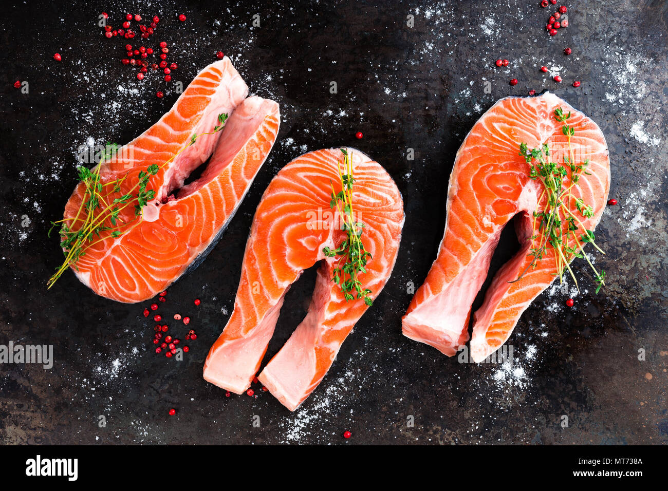 Salmon. Fresh salmon fish. Raw salmon fish steaks Stock Photo - Alamy