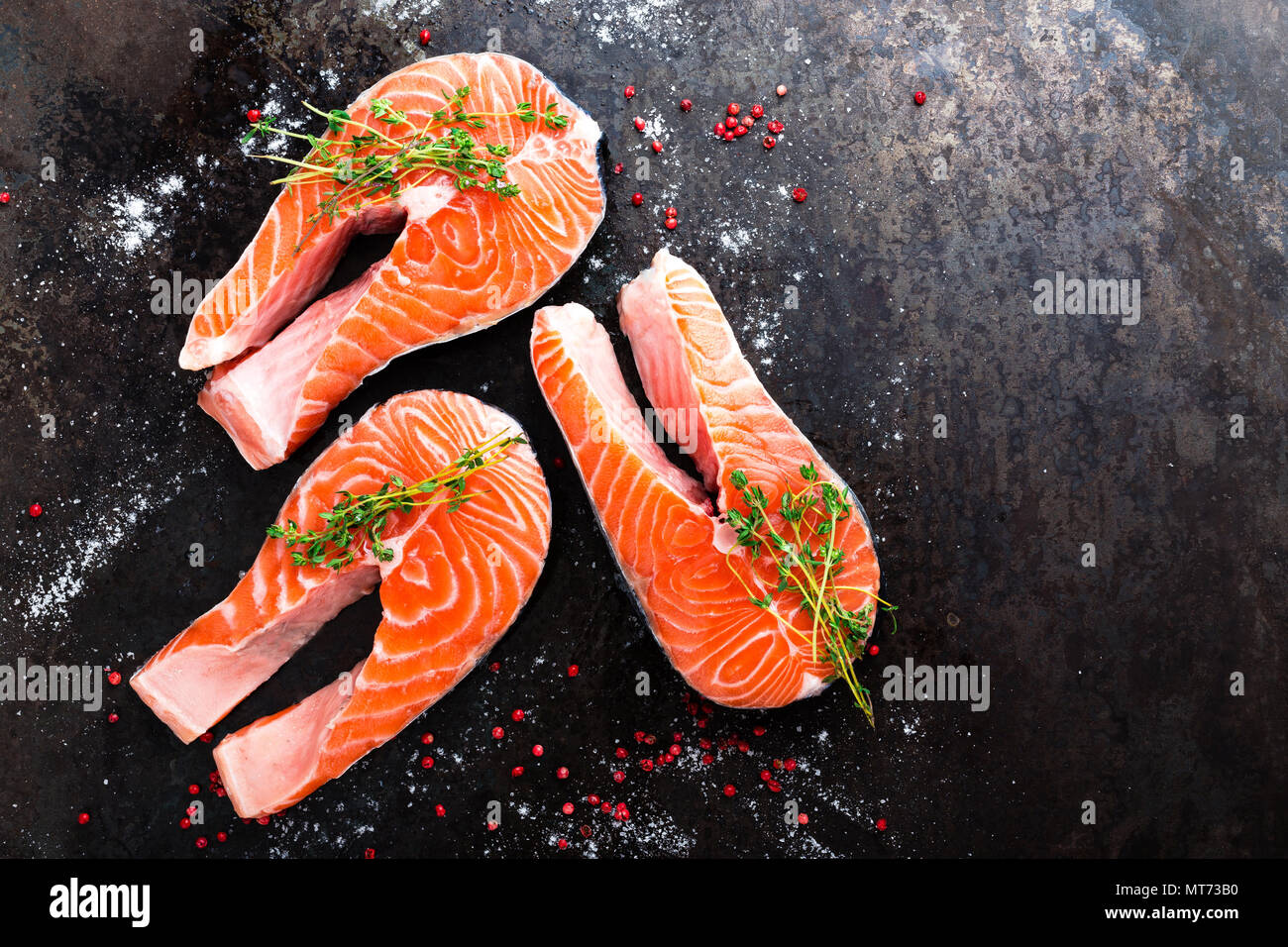 Salmon. Fresh salmon fish. Raw salmon fish steaks Stock Photo - Alamy