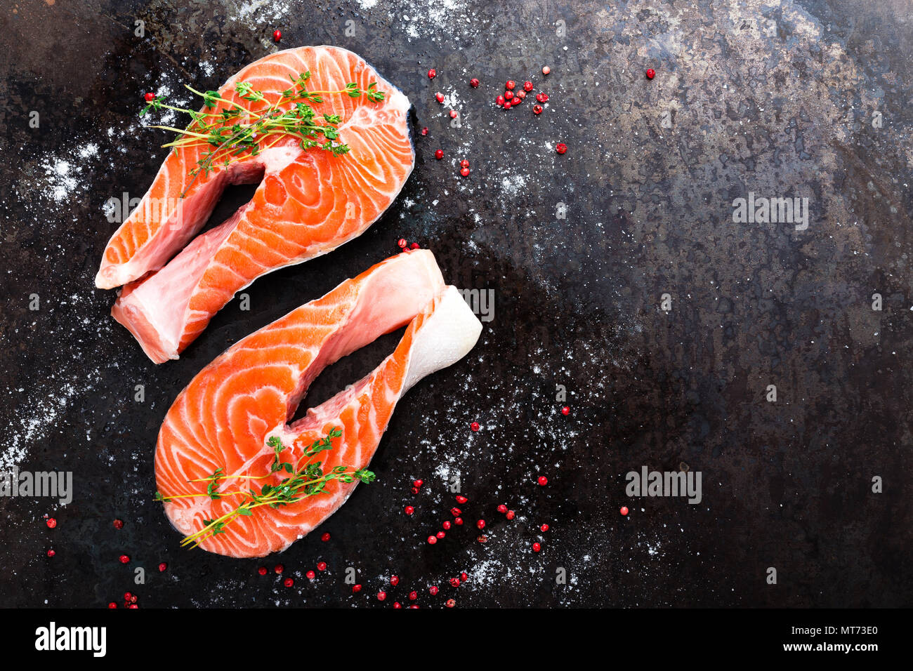 Salmon. Fresh salmon fish. Raw salmon fish steaks Stock Photo - Alamy