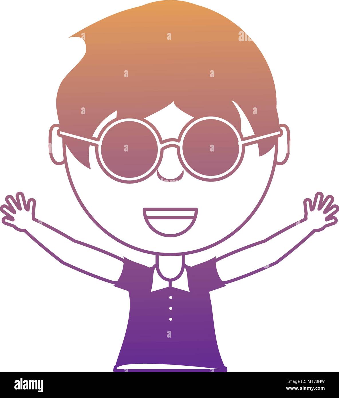 cartoon girl with glasses over white background, colorful design