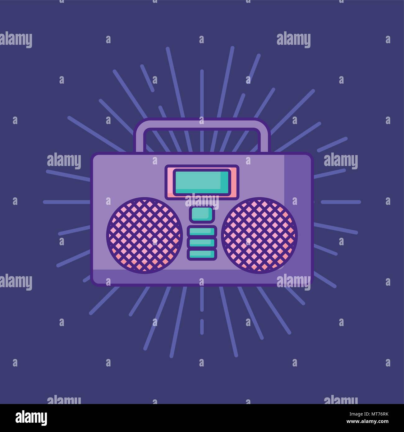 boombox stereo icon over purple background, colorful design. vector ...