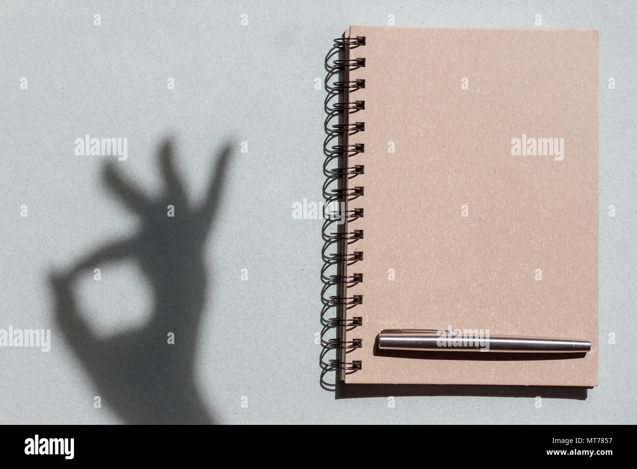 top view notebook and pen Stock Photo - Alamy