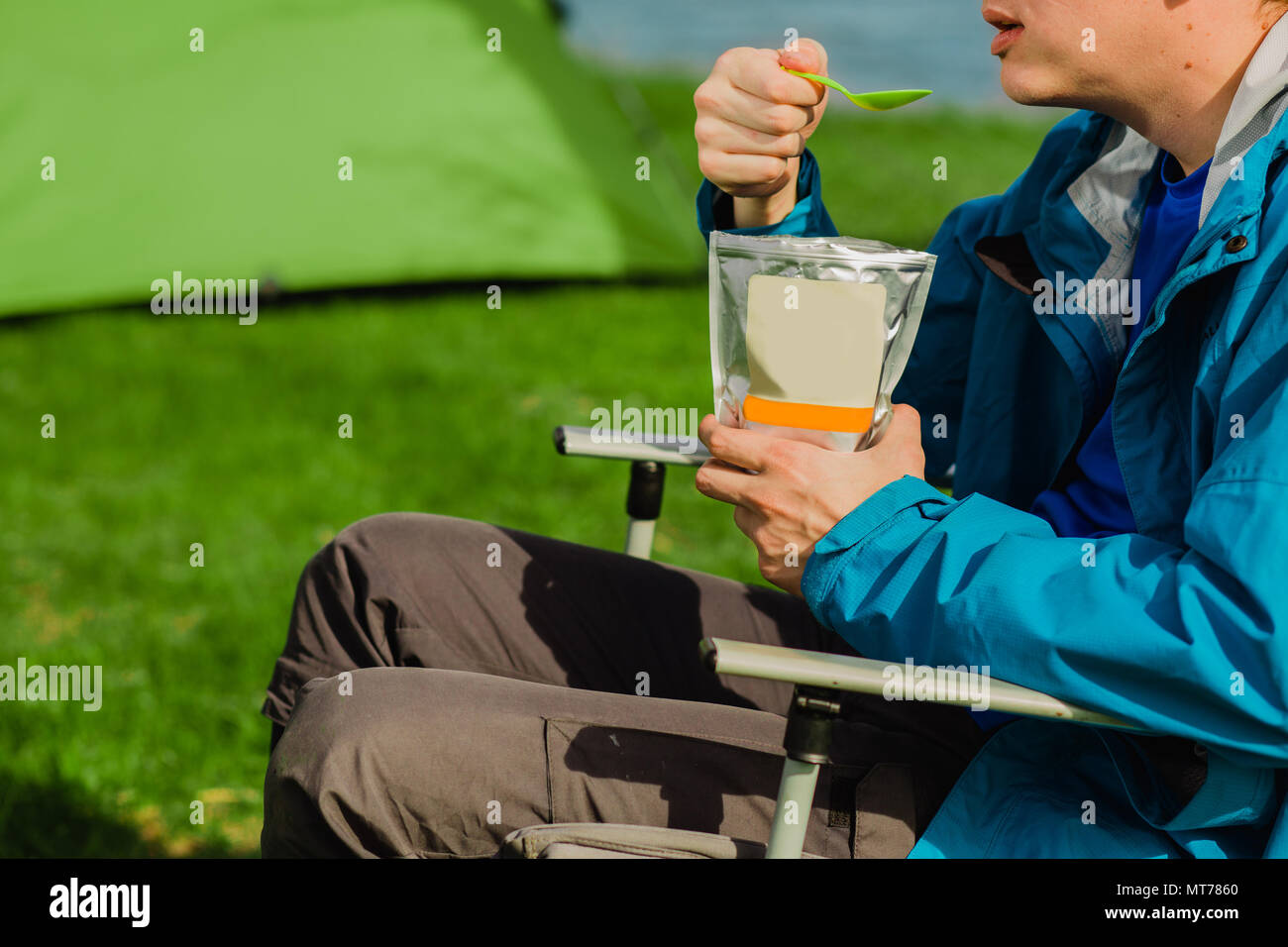 freeze dried food during a hike Stock Photo