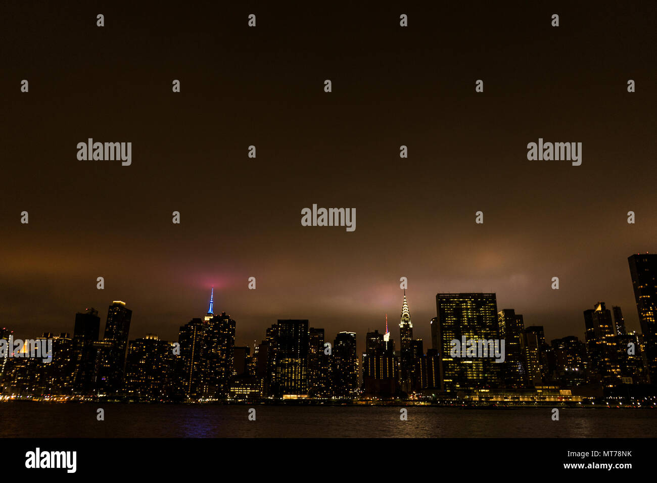 New York skyline during night Stock Photo - Alamy