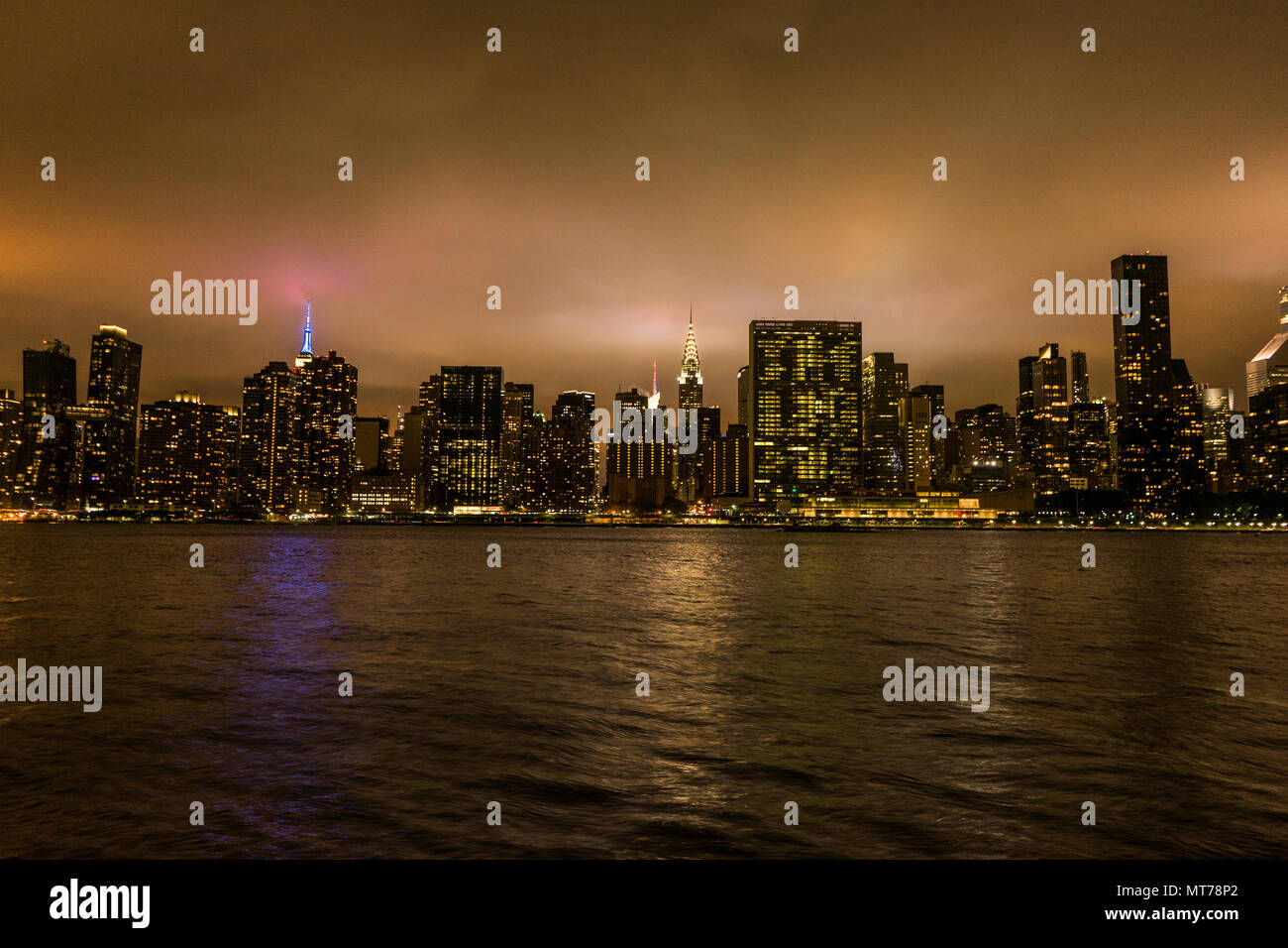 New York skyline during night Stock Photo - Alamy