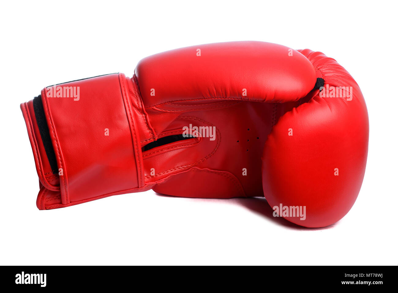 one Red boxing mitts on a white background Stock Photo Alamy