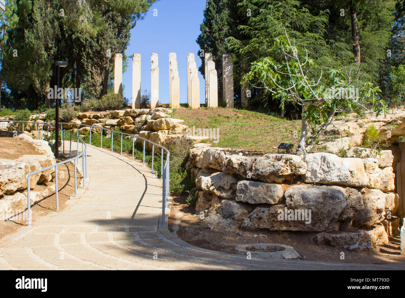 9 may 2018 Stone sculptures at the entrance to the  Children's Memorial at the Yad Vashem Holocaust Museum in Jerusalem Israel Stock Photo