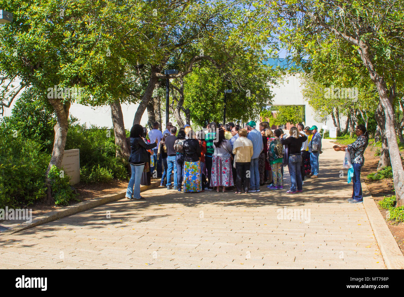 9 May 2018 Visiitors on a tour of the Yad vashem holocaust memorial in the city of Jerusalem ISRAEL Stock Photo