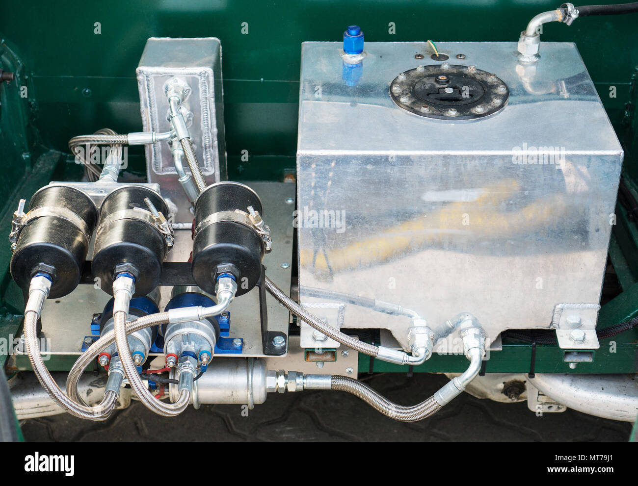 Handmade nitrous oxide engine in car trunk Stock Photo Alamy