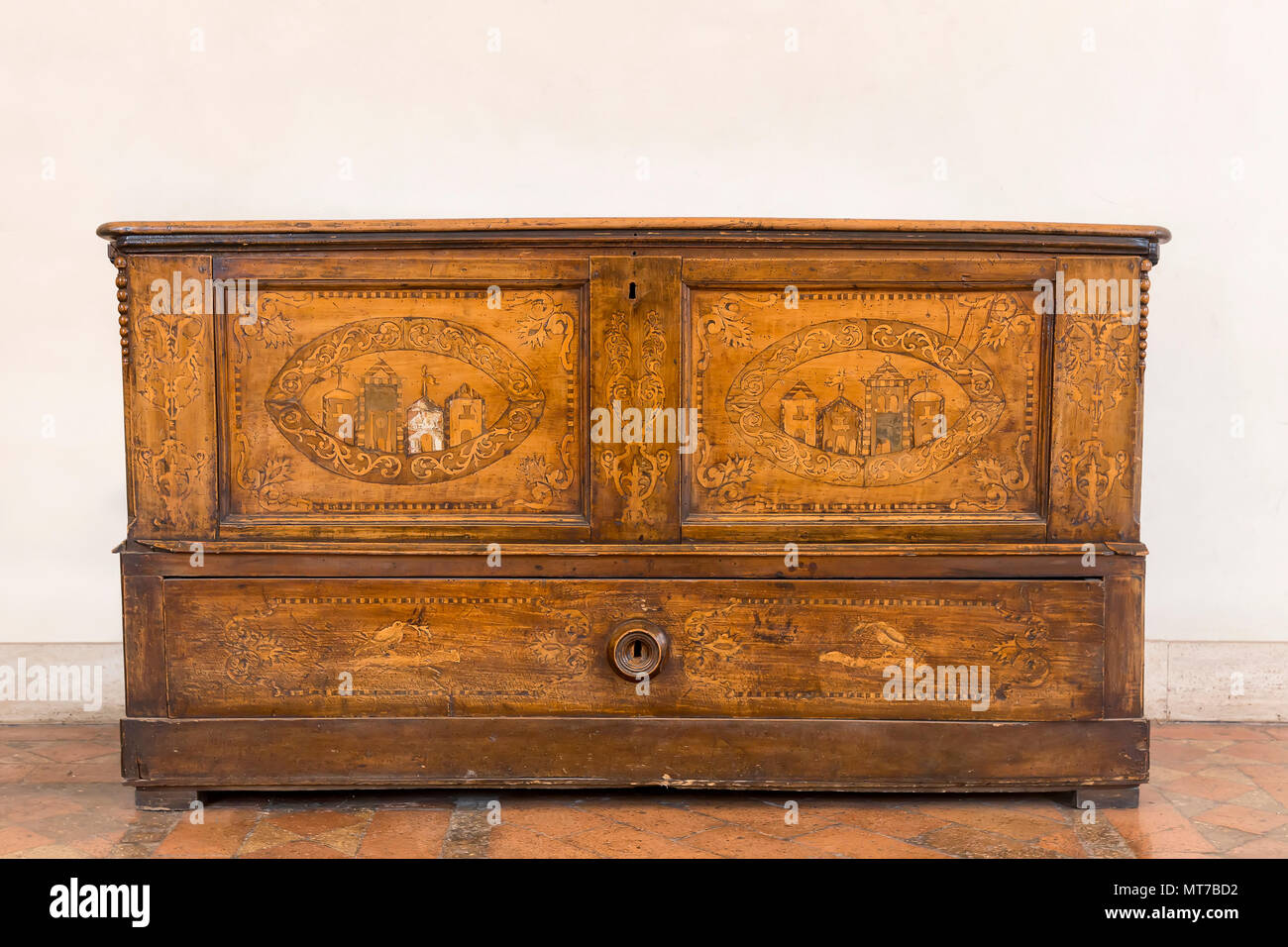 Antique Italian Wooden Dresser Vintage Old Wood Front View Stock Photo Alamy