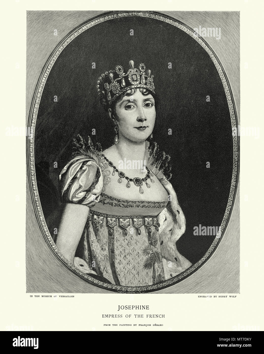 Vintage engraving of a Josephine de Beauharnais was the first wife of Napoleon I, and thus the first Empress of the French Stock Photo
