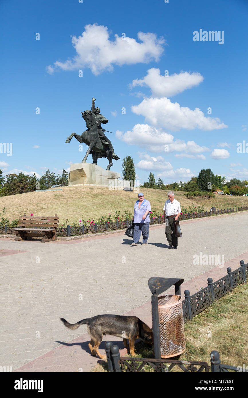 Tiraspol, Republic of Moldova, the Suvorov monument on the main street Stock Photo
