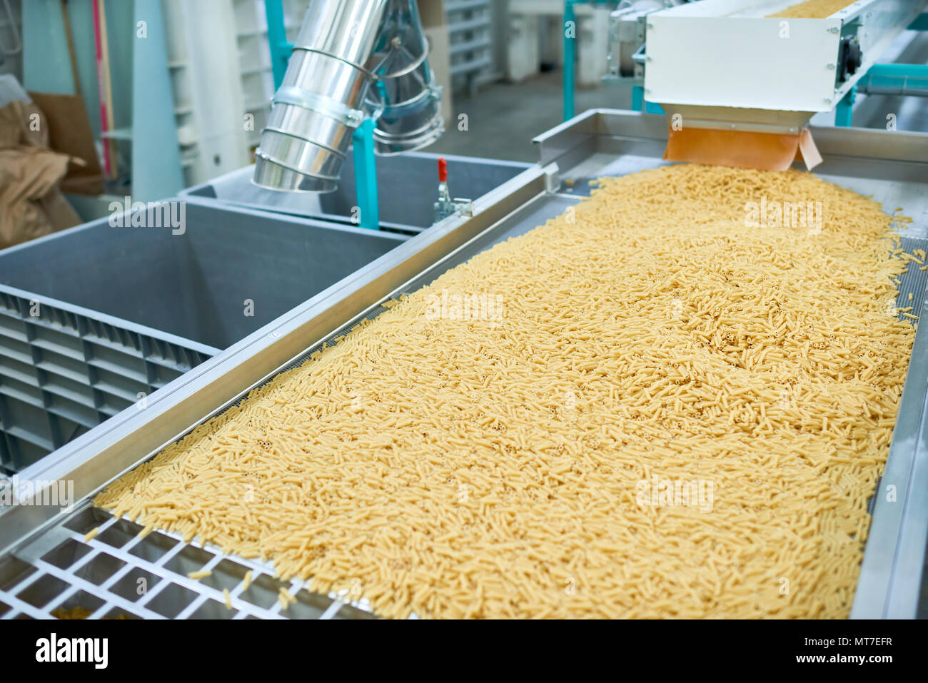 Macaroni in Food Factory Stock Photo
