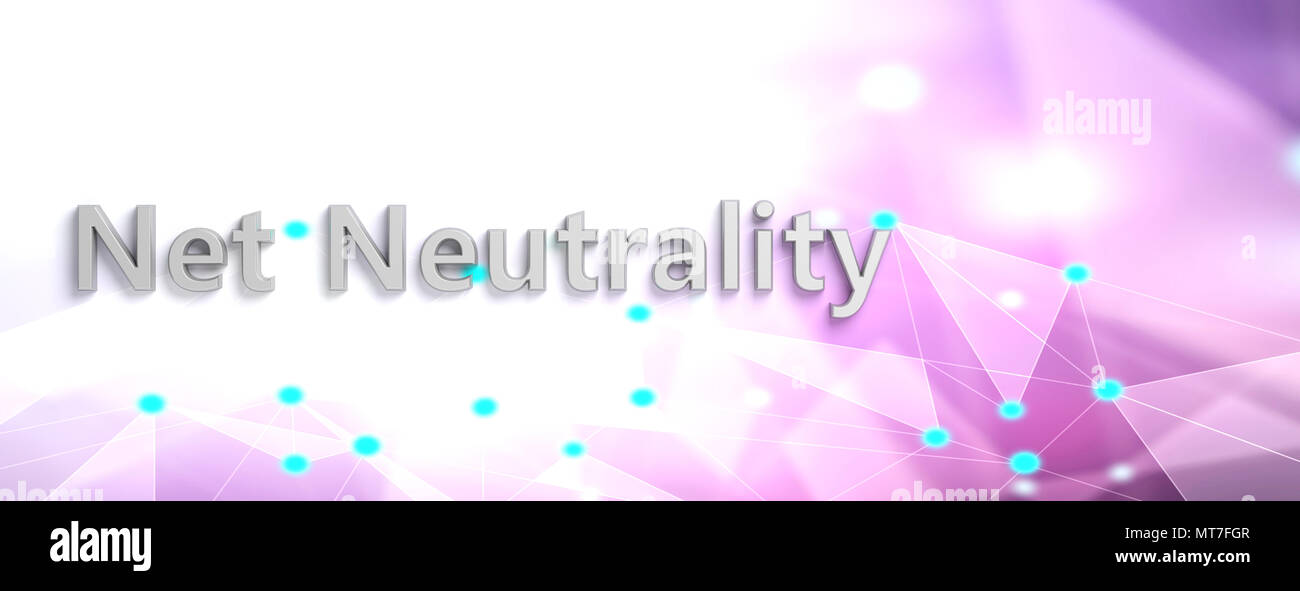 Net neutrality text on abstract white pink digital background, copy space, banner. 3d illustration Stock Photo
