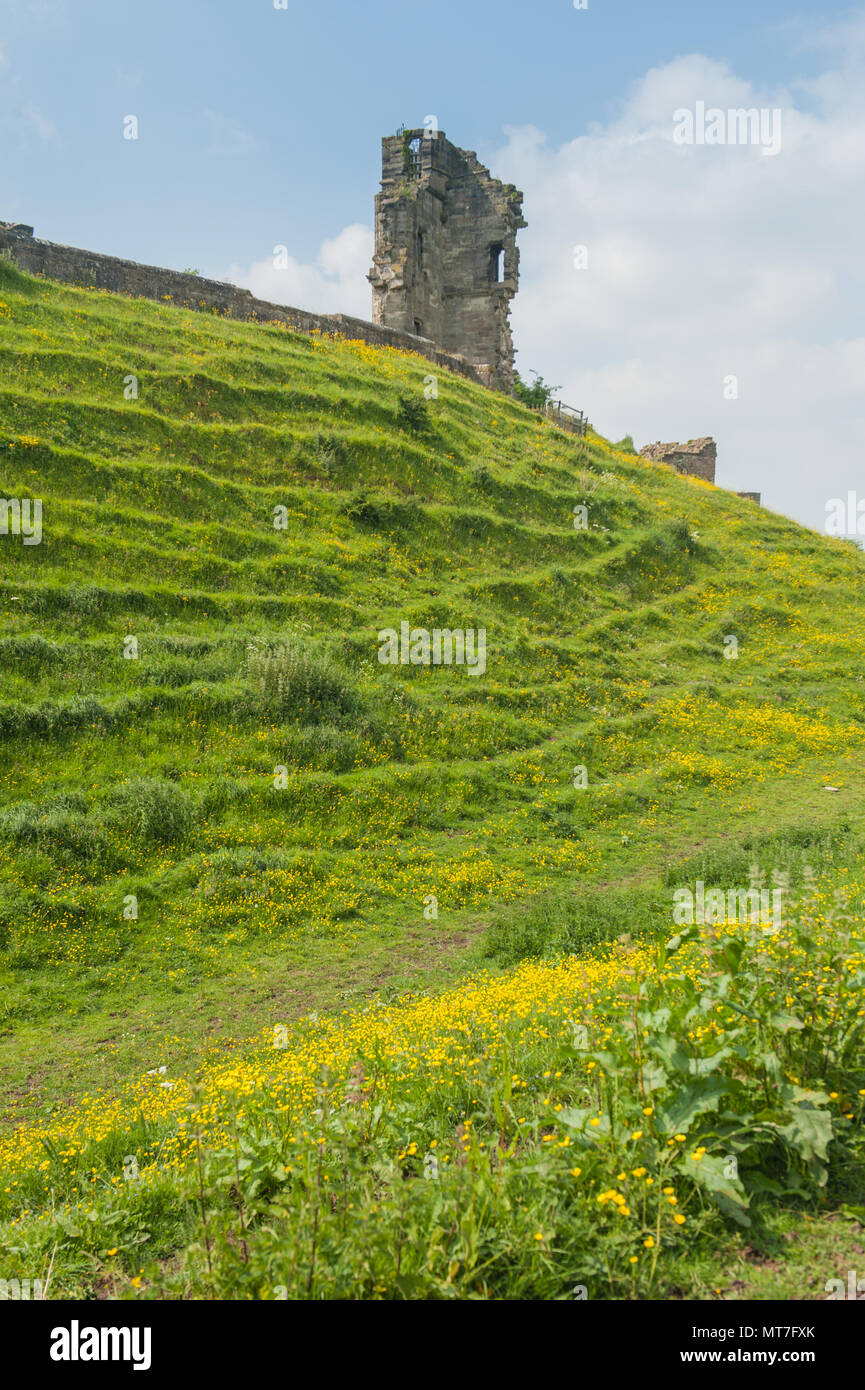 The ruins of Tutbury Castle in the village of Tutbury, Staffordshire, England on Monday 28th May 2018. Stock Photo
