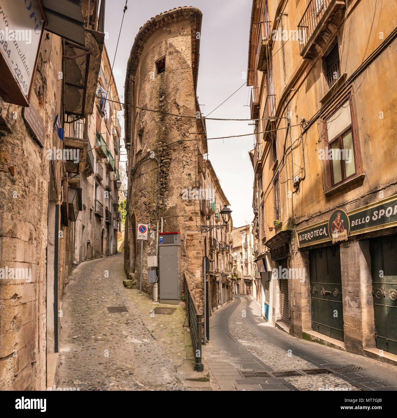 Narrow streets in historic center of Cosenza, Calabria, Italy Stock