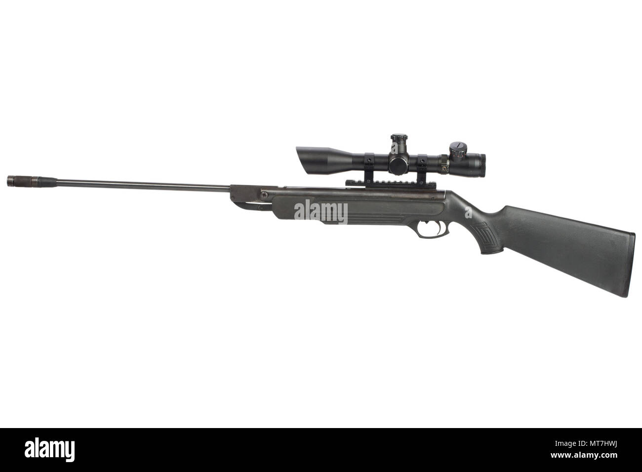 pneumatic air rifle with scope sight isolated on white background Stock ...