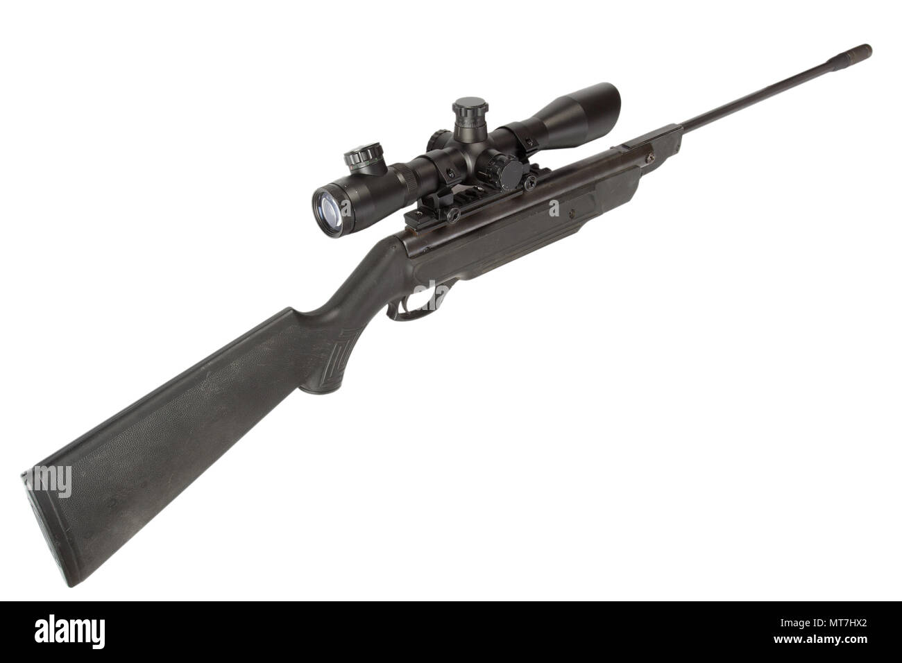 pneumatic air rifle with scope sight isolated on white background Stock ...