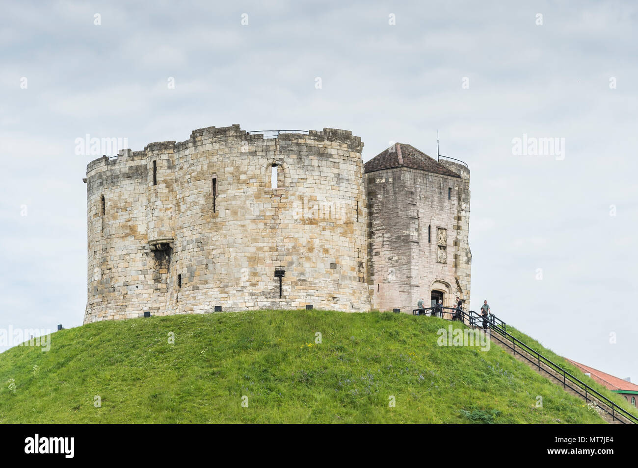 Street scene at Clifford Tower in the city of York Stock Photo