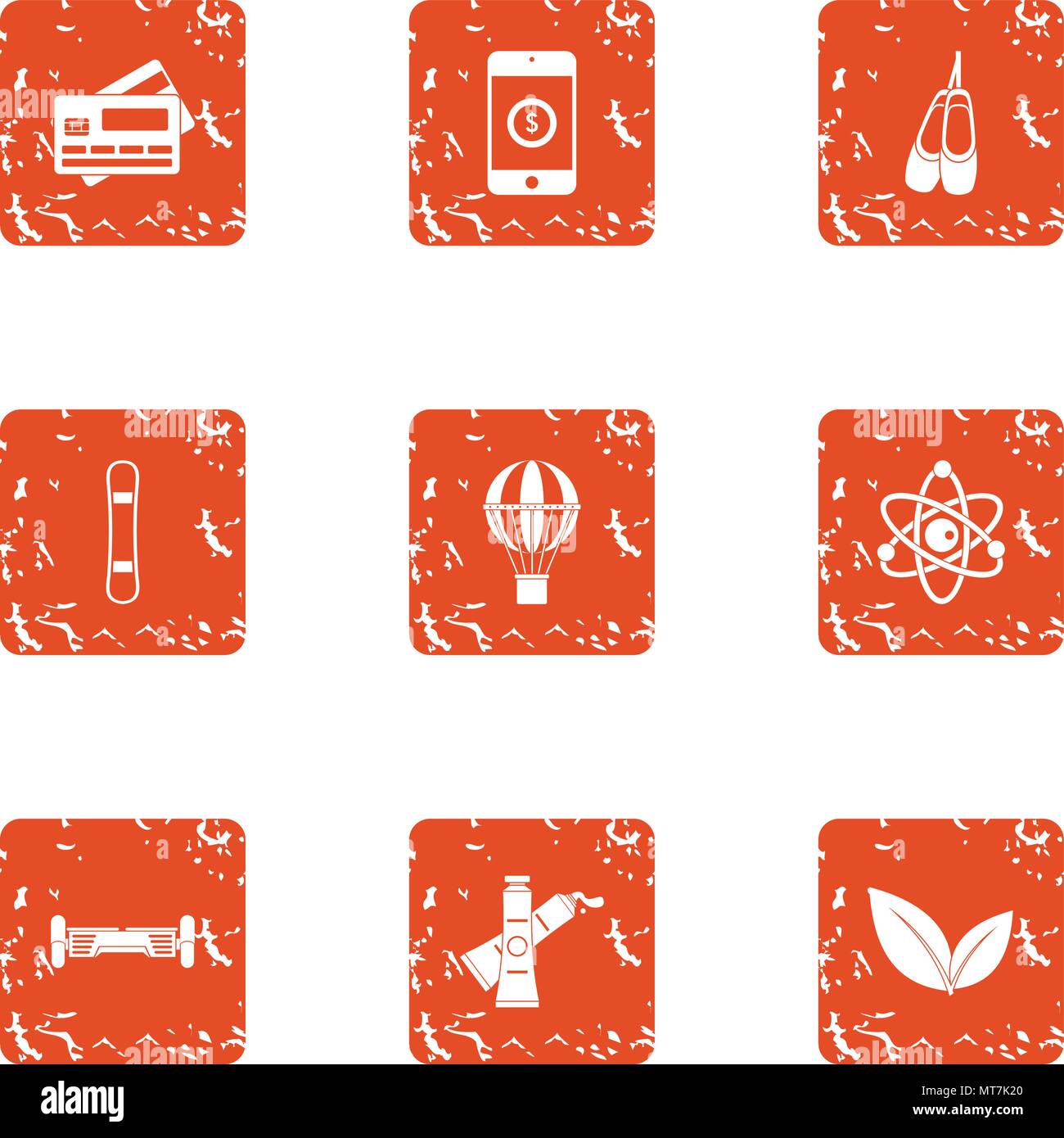Plastic icons set, grunge style Stock Vector