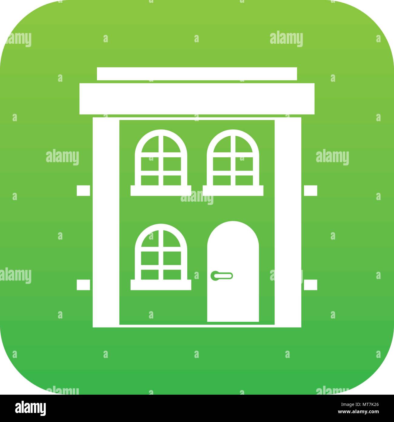 Two-storey residential house icon digital green Stock Vector Image ...