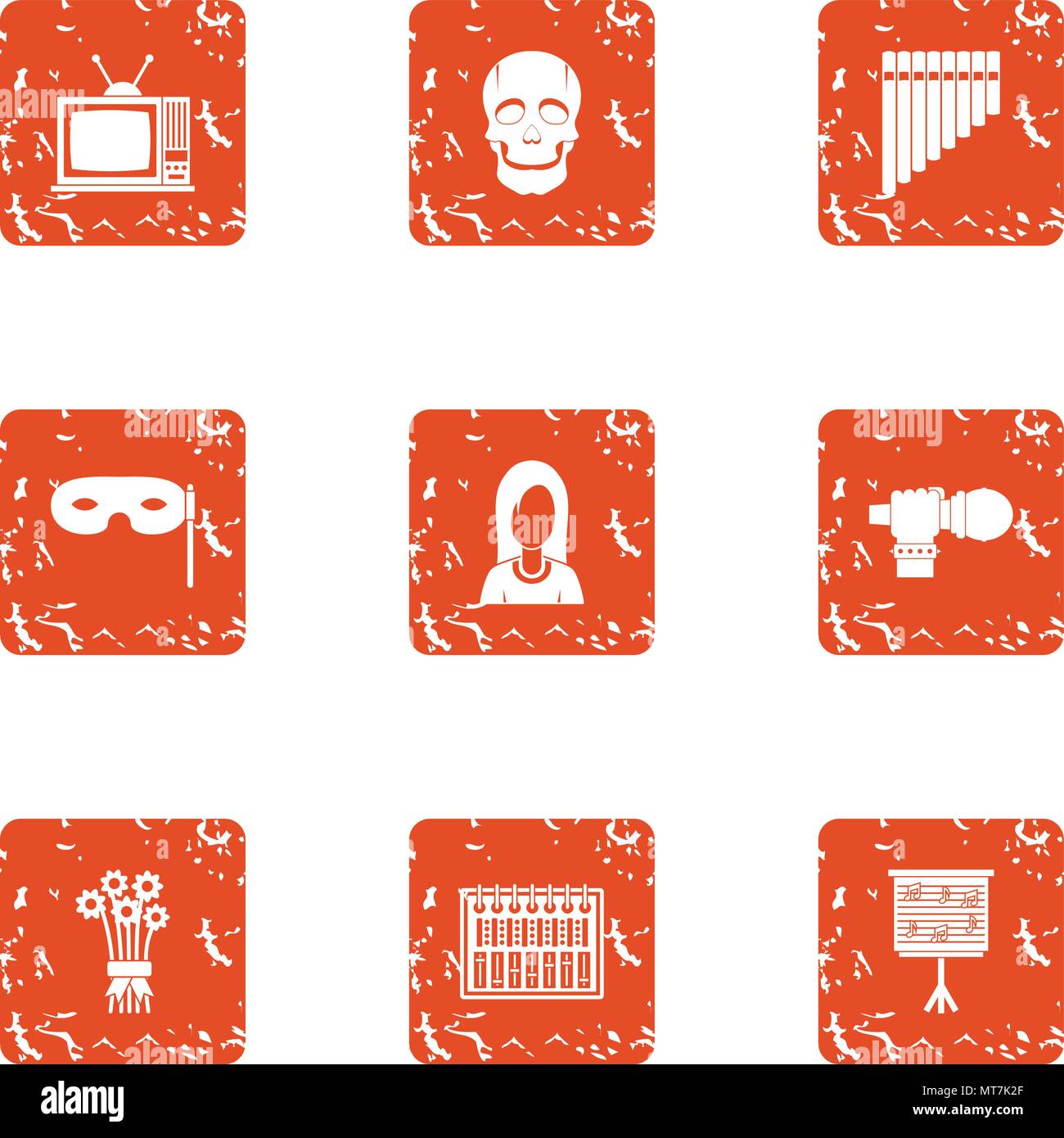 Netmask icons set, grunge style Stock Vector