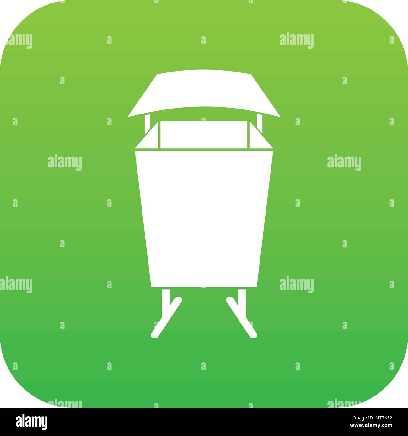 Litter waste bin icon digital green Stock Vector