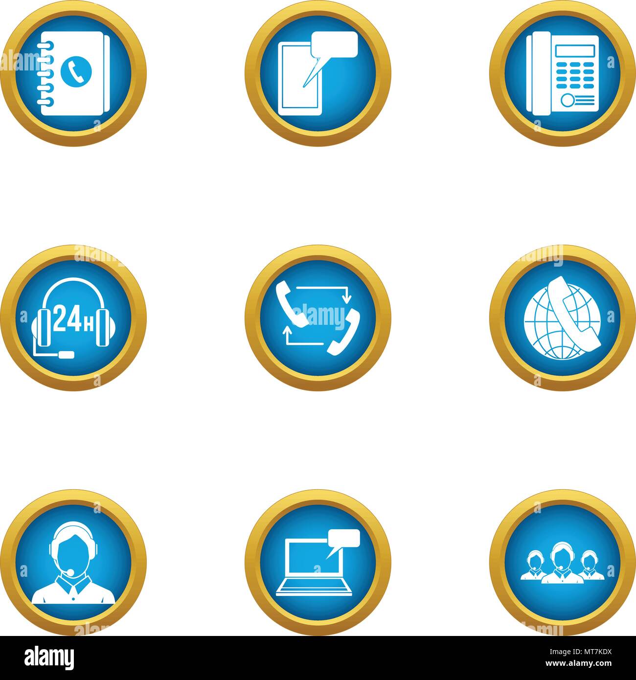 New team icons set, flat style Stock Vector