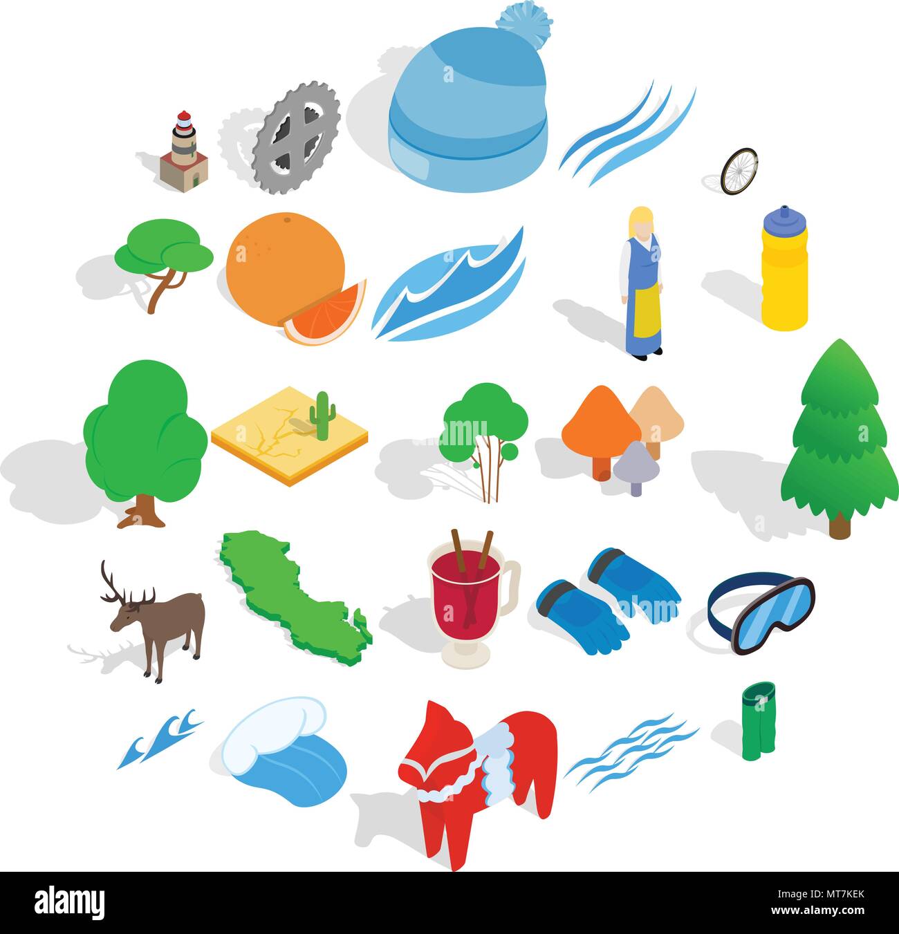 Unity icons set, isometric style Stock Vector
