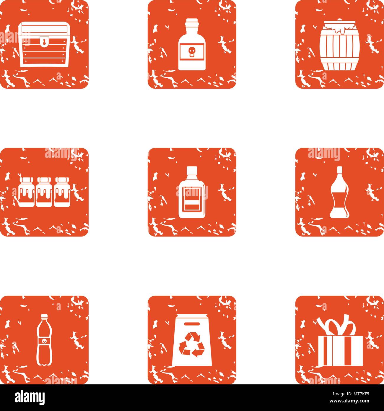 Dyestuff icons set, grunge style Stock Vector