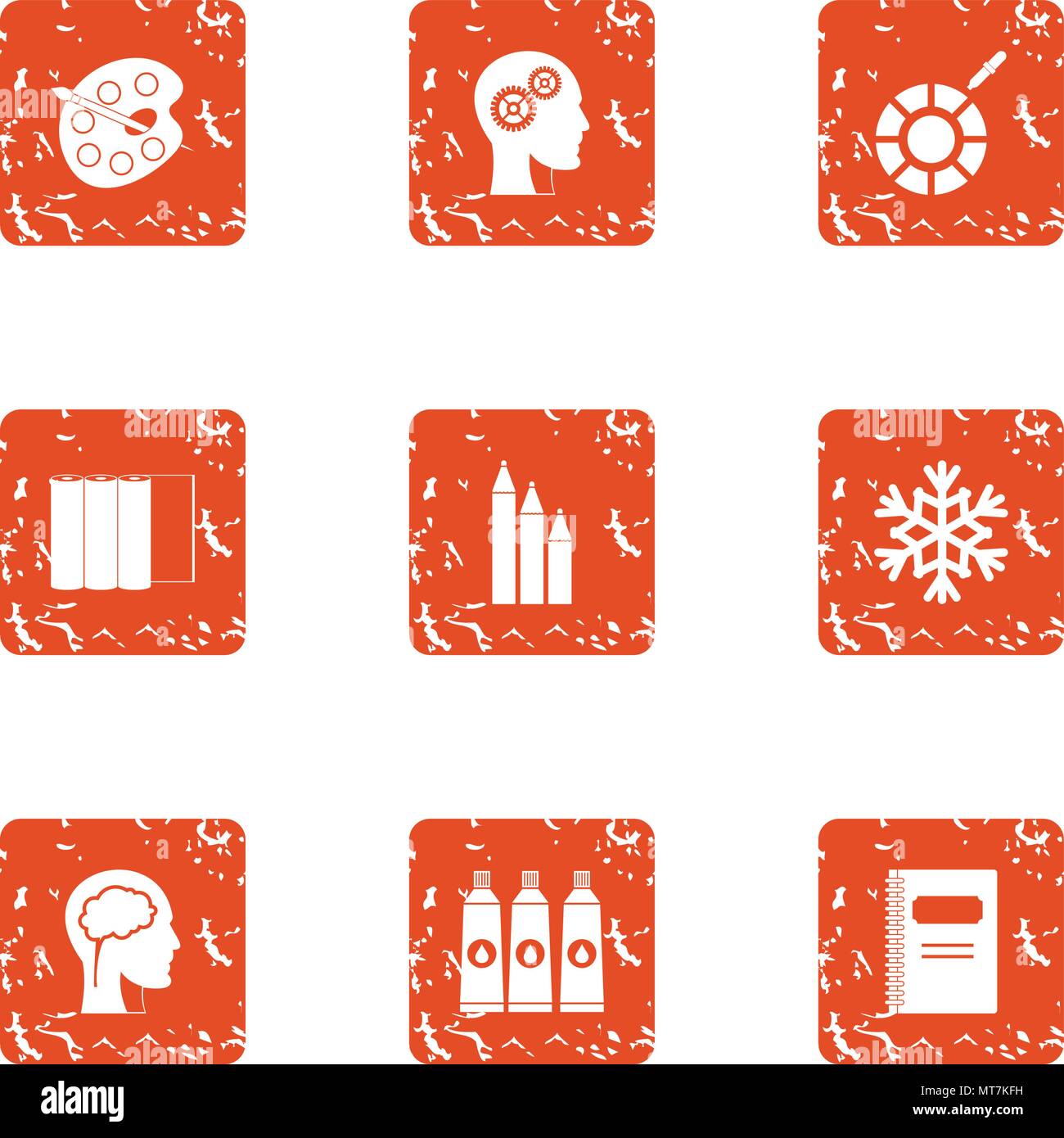 Dye icons set, grunge style Stock Vector
