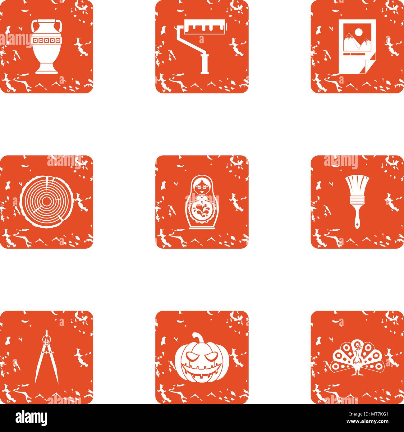 Engineering paint icons set, grunge style Stock Vector