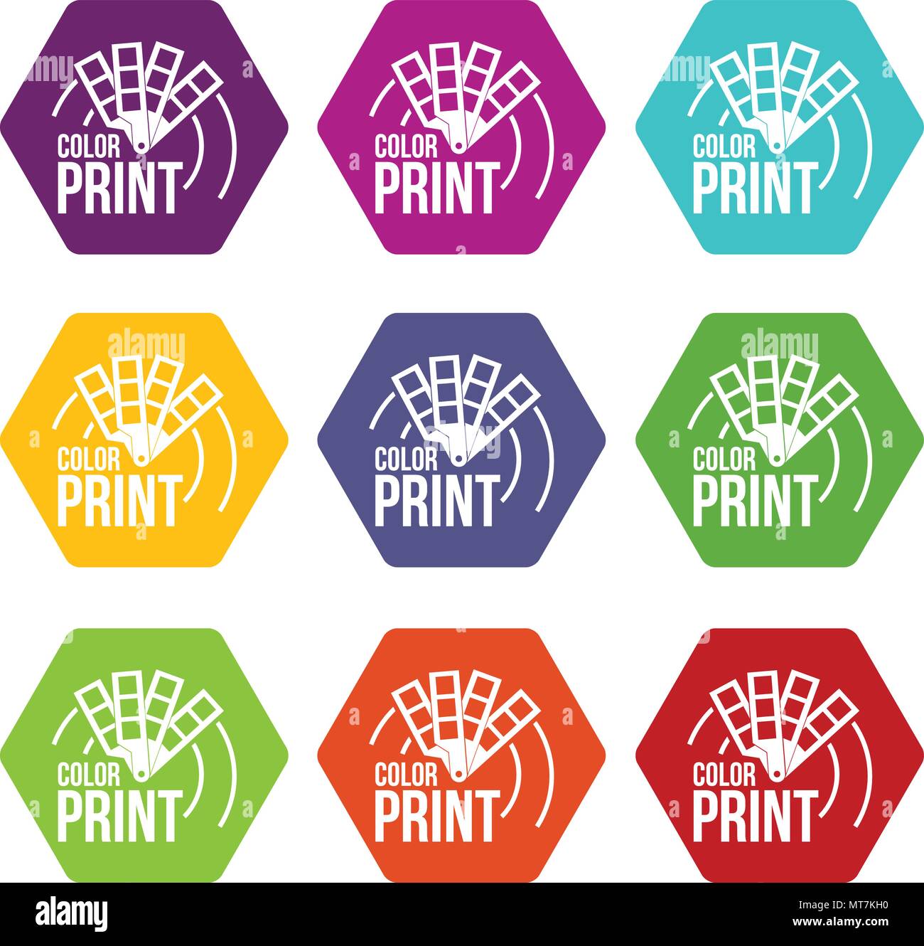 Color print icons set 9 vector Stock Vector
