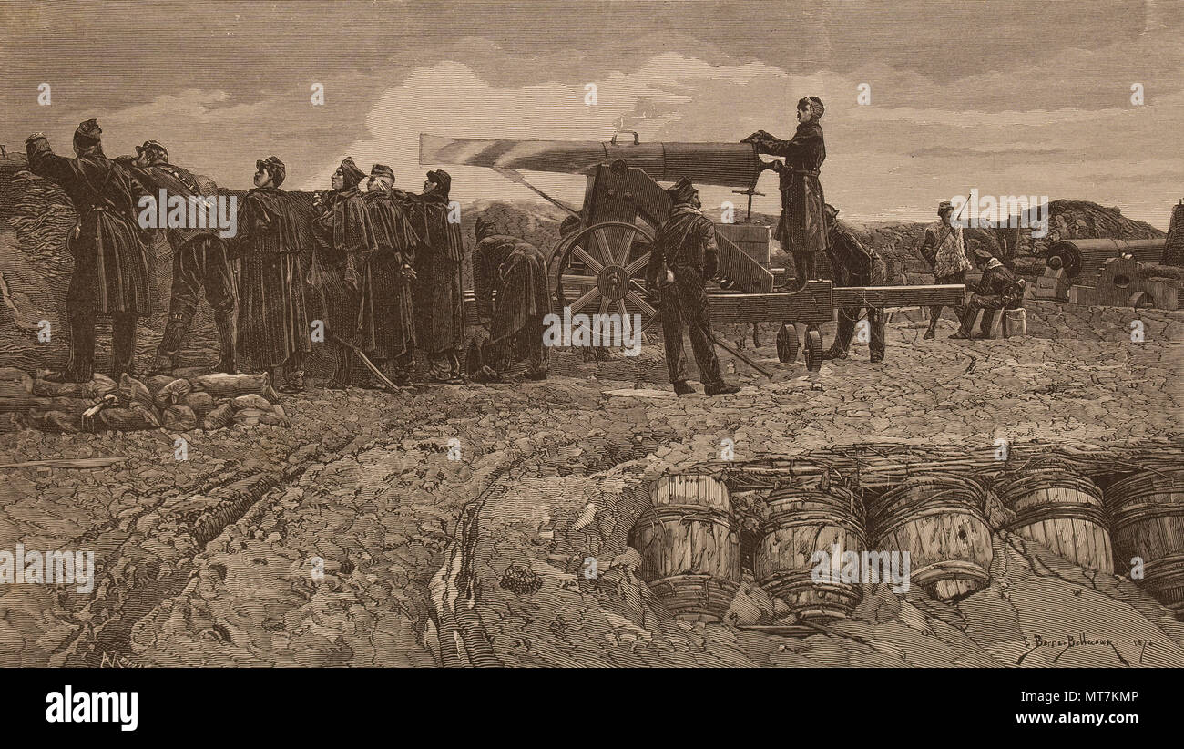 E Berne Bellecour (1838-1910) Photographic copy of Un coup de cannon Stock Photo