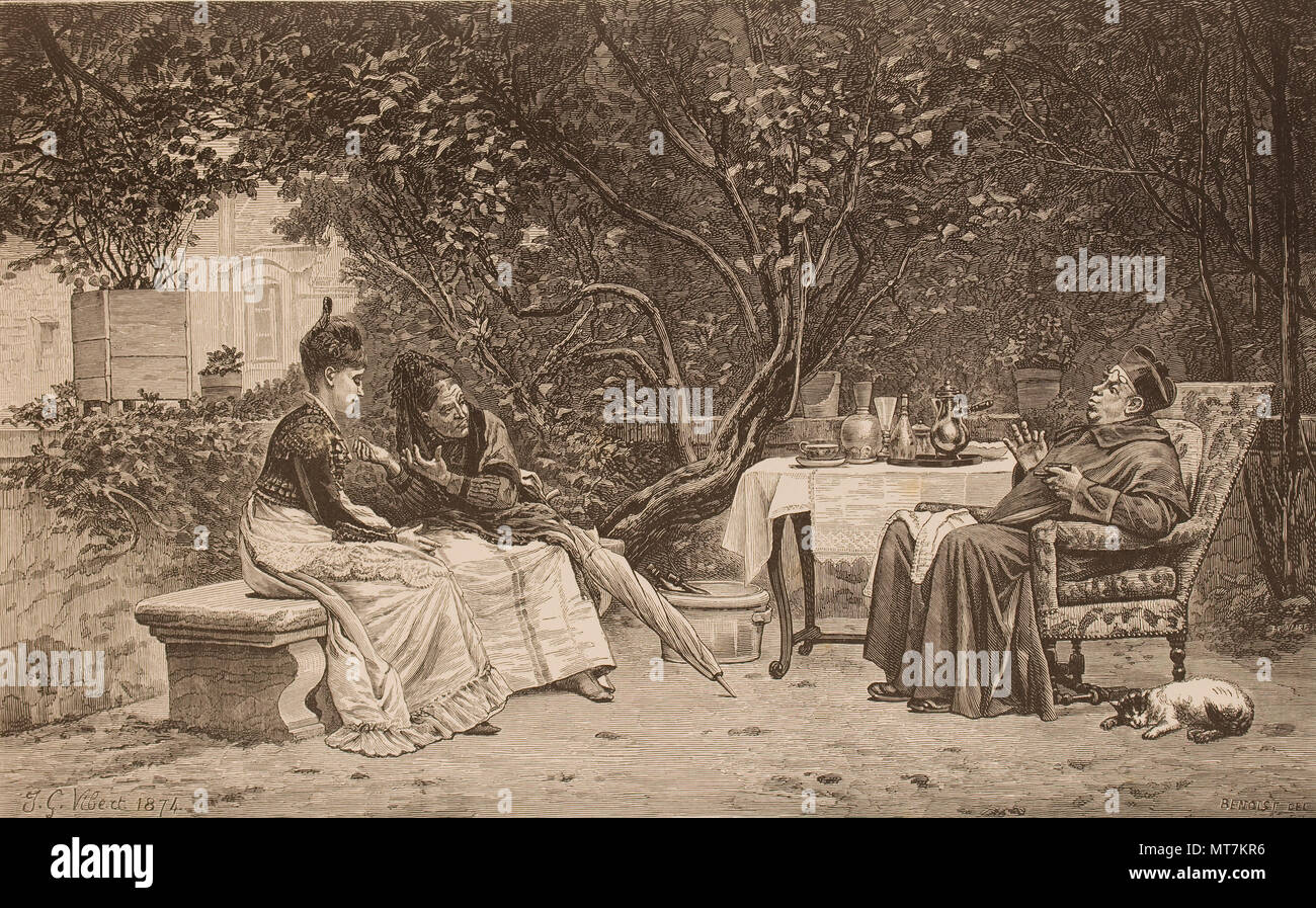 Jehan Georges Vibert (1840-1902) Photographic copy of a print engraving of LA REPRIMANDE Stock Photo