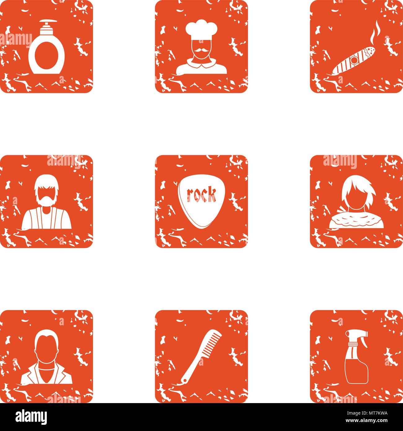 Actor icons set, grunge style Stock Vector