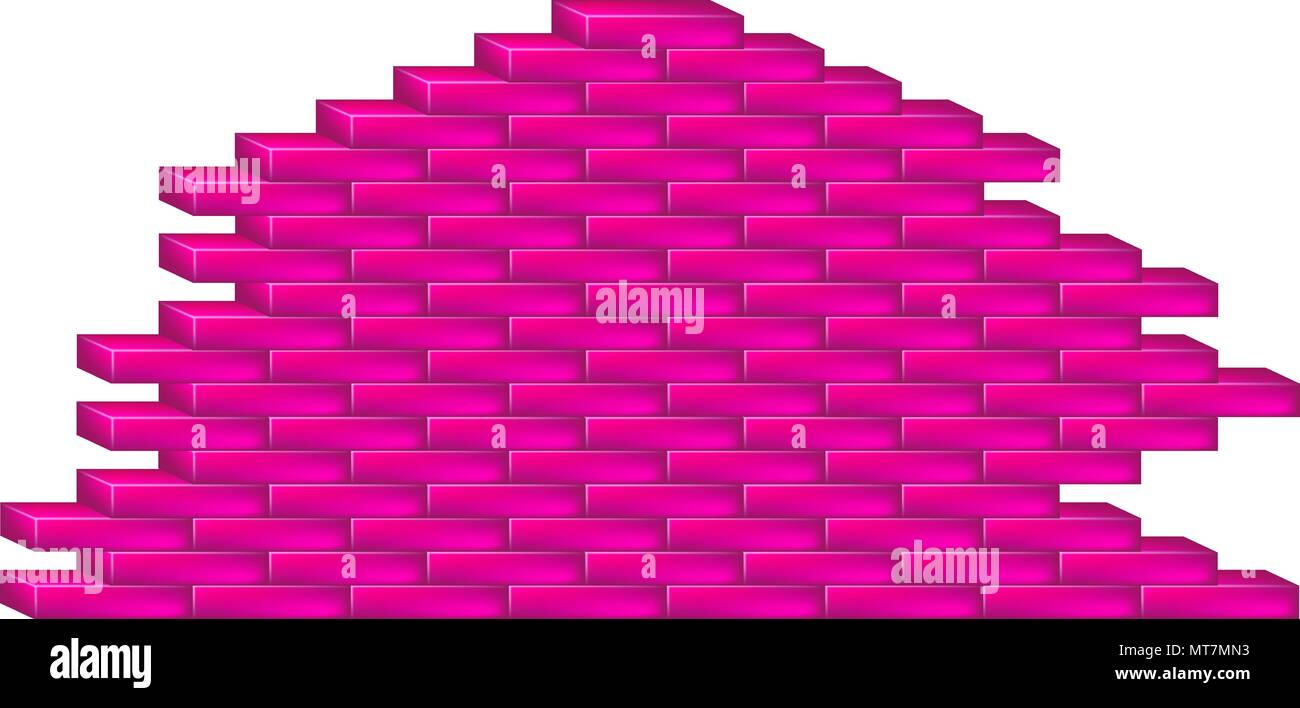 Brick wall in pink design on white background Stock Vector Image & Art ...