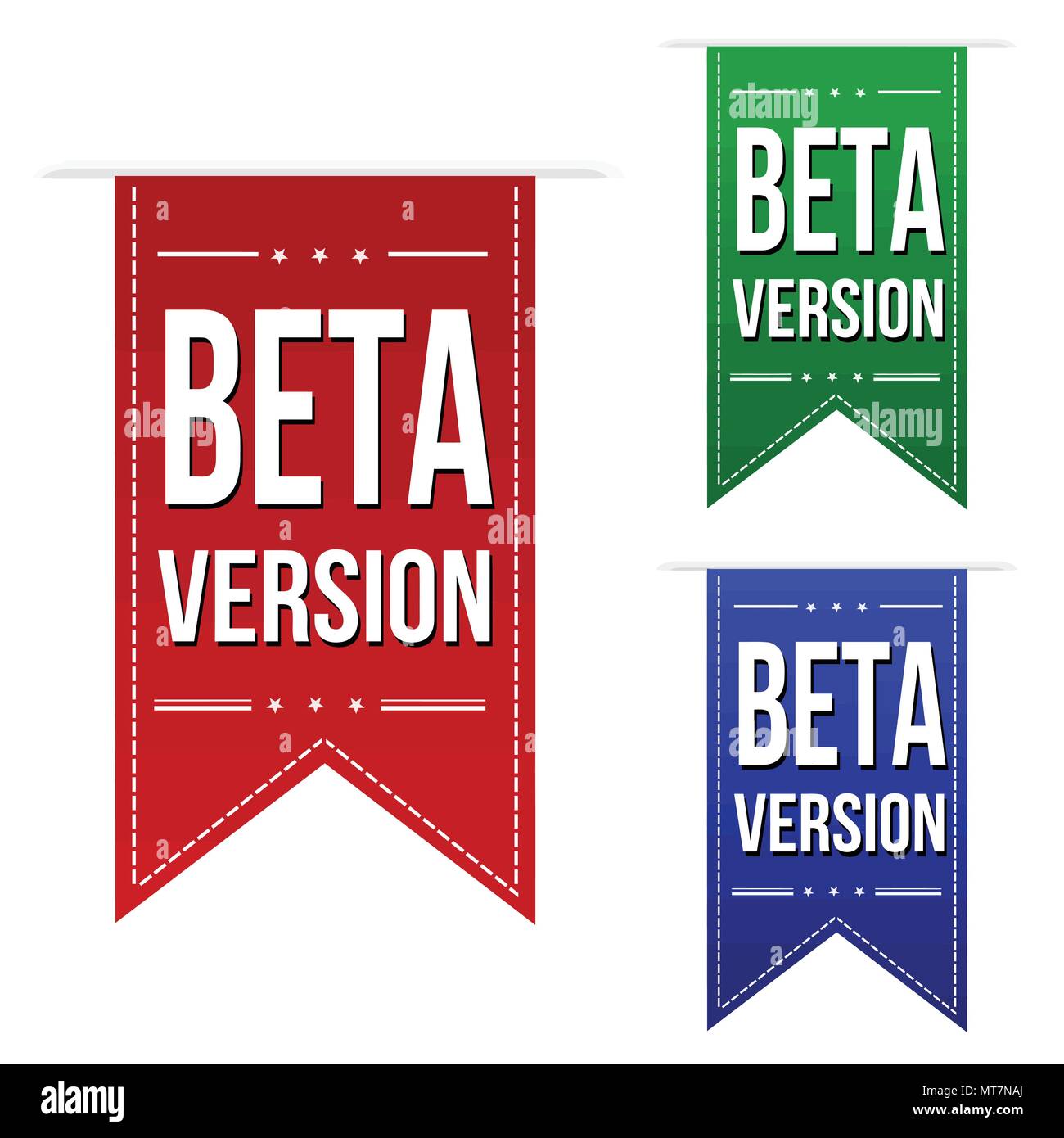Beta version banner design set on white background, vector illustration Stock Vector