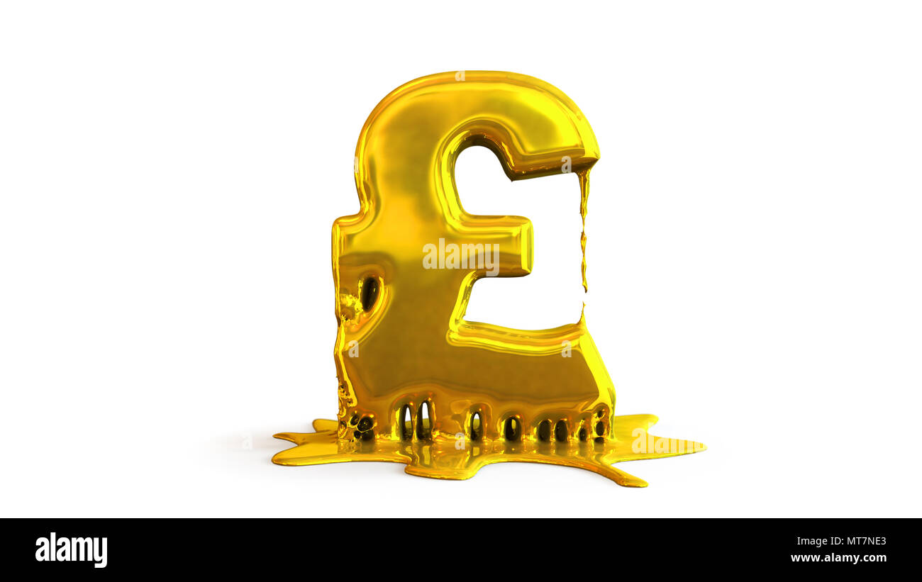 3D illustration of pound symbol melting Stock Photo