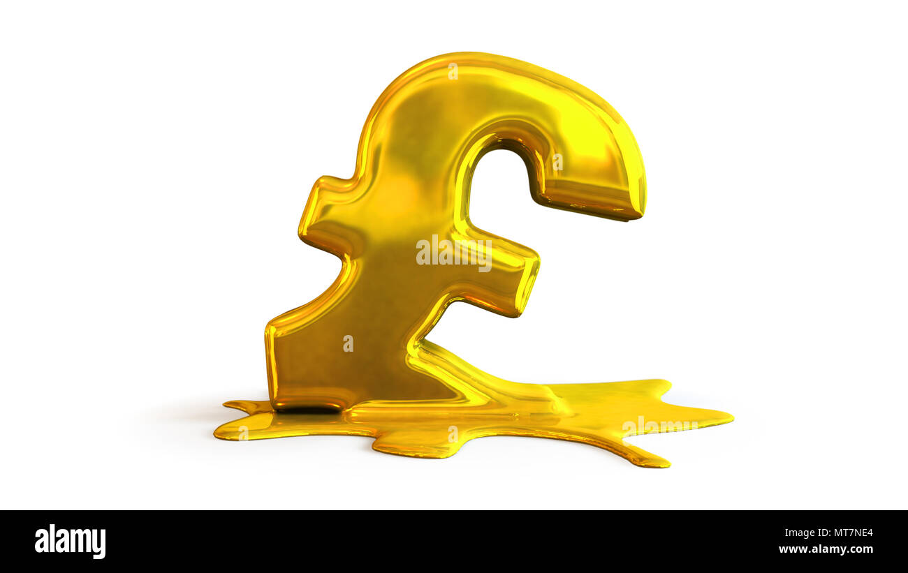 3D illustration of pound symbol melting Stock Photo