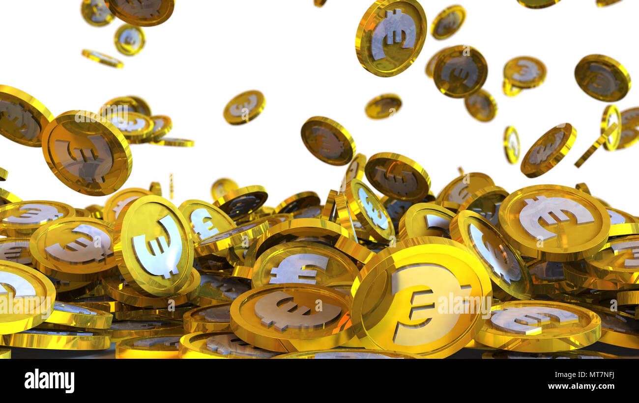 3D illustration of euro coins falling on a white background Stock Photo ...