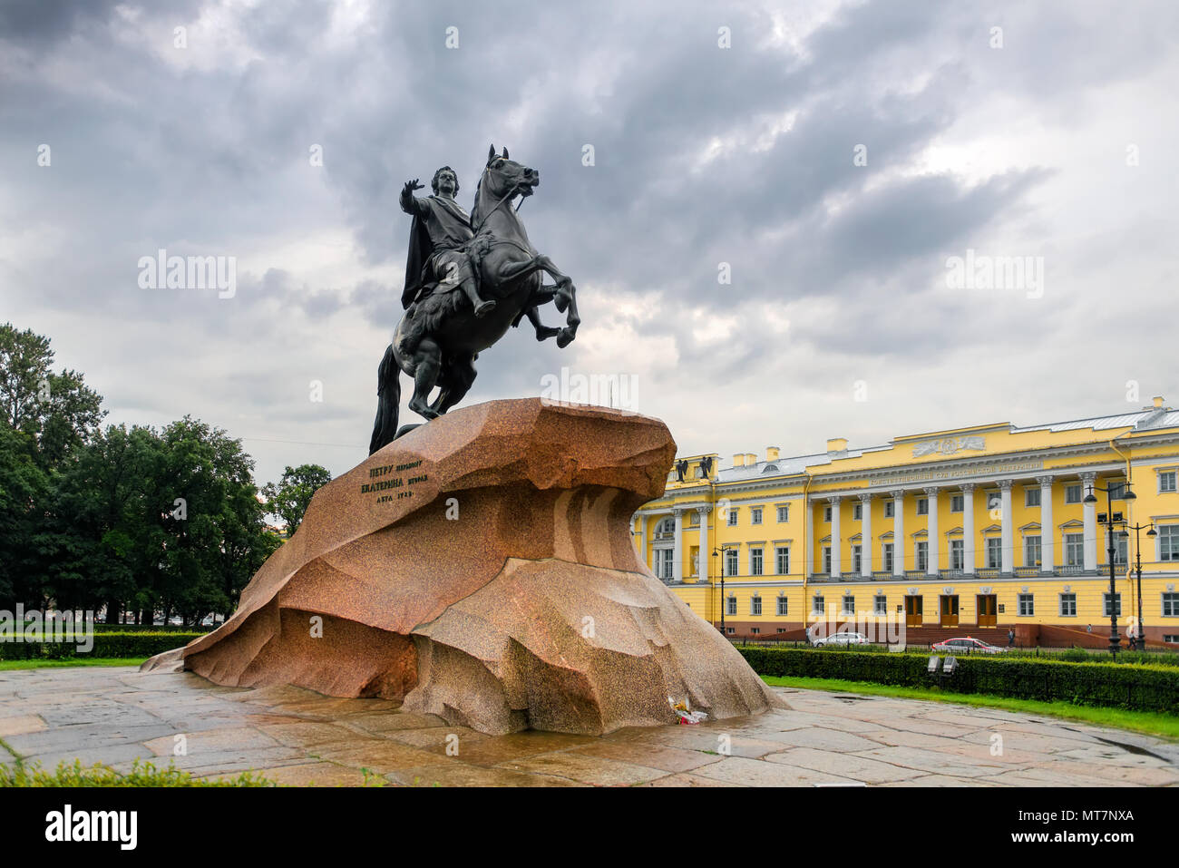 RUSSIA, SAINT PETERSBURG AUGUST 18, 2017 Monument of Russian Emperor Peter the Great, known