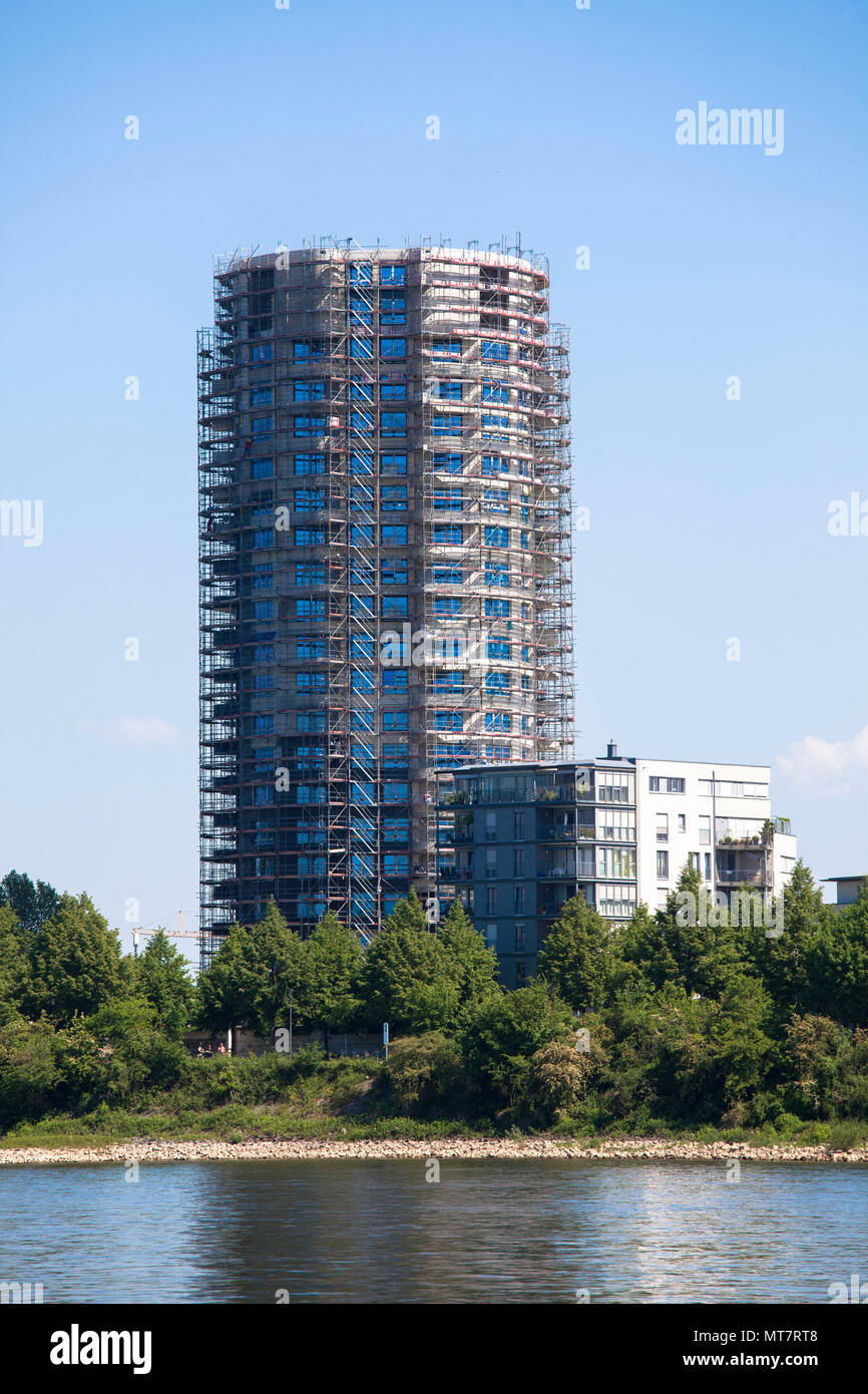 Germany, Cologne, construction site of the apartment tower Opal on the Stammheimer Ufer at the banks of the River Rhine in the district Muelheim.  Deu Stock Photo