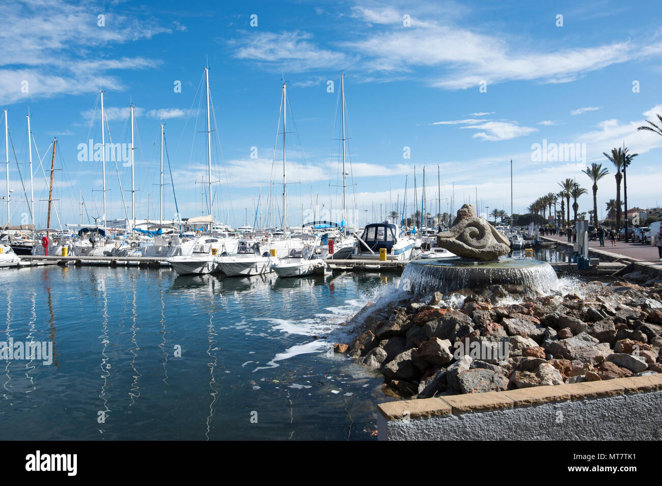 Marina and water feature at the port of Saint-Cyprien Plage, Roussillon,  Pyrenees-Orientales, France Stock Photo - Alamy